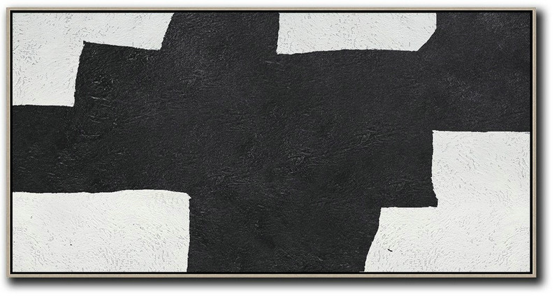 Hand Painted Abstract Art,Oversized Panoramic Minimal Art On Canvas - Oversized Wall Decor